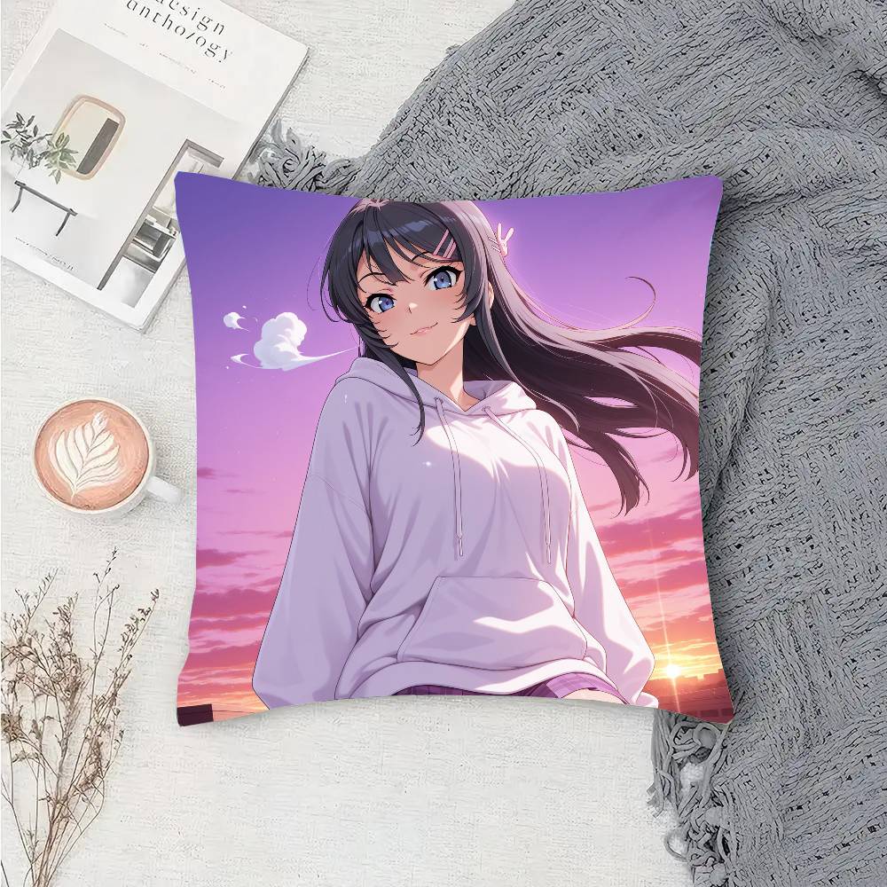 Mai Sakurajima Anime Pillow Case Sofa Cushion Cover Room Home Decoration