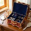 Elegant European Rose Engraved Metal Jewelry Box For Rings Necklaces Earrings With Soft Lining