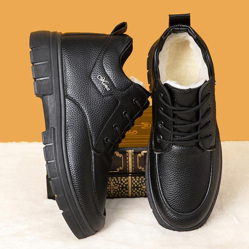 Winter snow boots men's velvet thickened warm dad non-slip boots women's old Beijing cotton shoes wool cotton boots