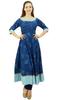 Bimba Women's Printed Kurta Ethnic Cotton Anarkali Kurti Bollywood Casual Dress| Navy Blue|