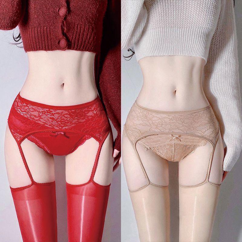 Débardeur en Dentelle de Soie Noire à l'Huile de Cheval Ultra-Doux avec Bas Sexy Hauts sur les Genoux