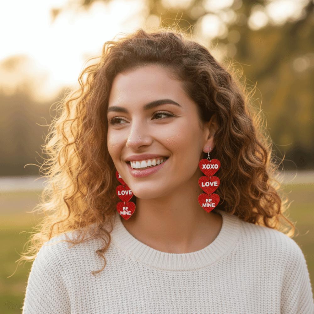 Pink Love Earrings Acrylic Lips Dangle Earrings Jewelry Accessories Valentine's Day Earrings  Lady