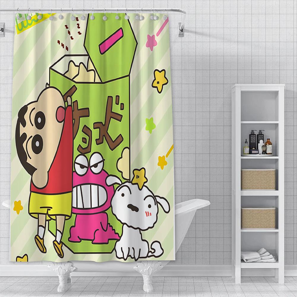 Shower Crayons Shinchans Curtain Waterproof Polyester Fabric Paint Colorful Bath Curtains Home Bathroom Decor Curtain With Hook