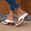 Fashion Women Sandals High Quality Summer Sandals Woman Solid Color Mid Heel High Heels Shoes Women Open Toe Flip Flops Sandals Female