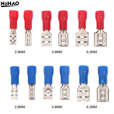 100Pc 2.8/4.8/6.3mm Insulated Spade Wire Connector Male Female Electrical Crimp Terminal Connector Wiring Cable Plug Red Blue