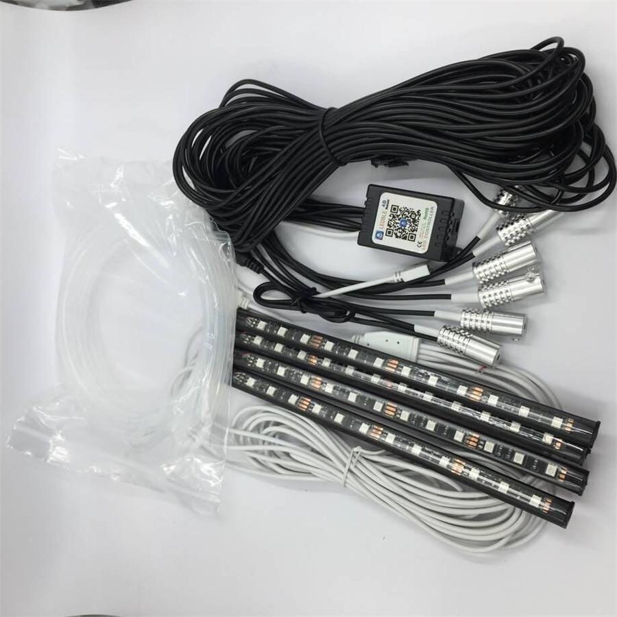 5PCS RGB LED Car Decor Neon With Foot Lamp integration Fiber Optical Strip Light