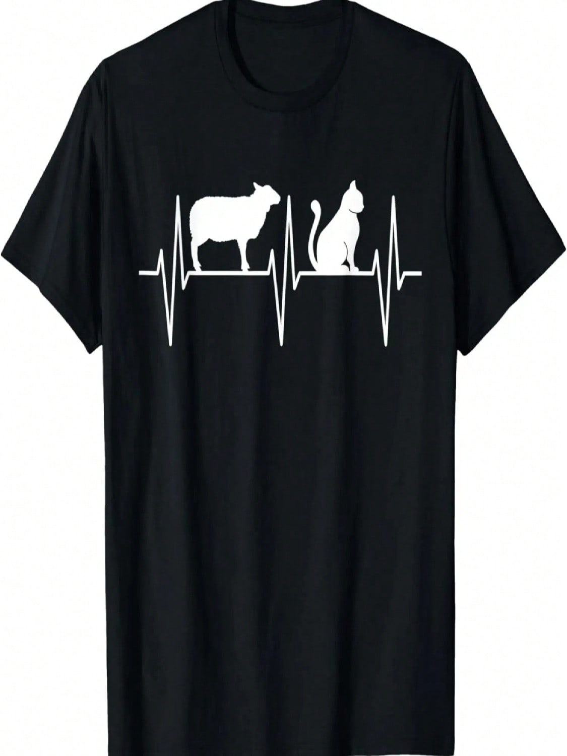 Sheep Shirt Cat Lover Sheep Heartbeat Farmer Sheep Lover T-Shirt S разноцветный