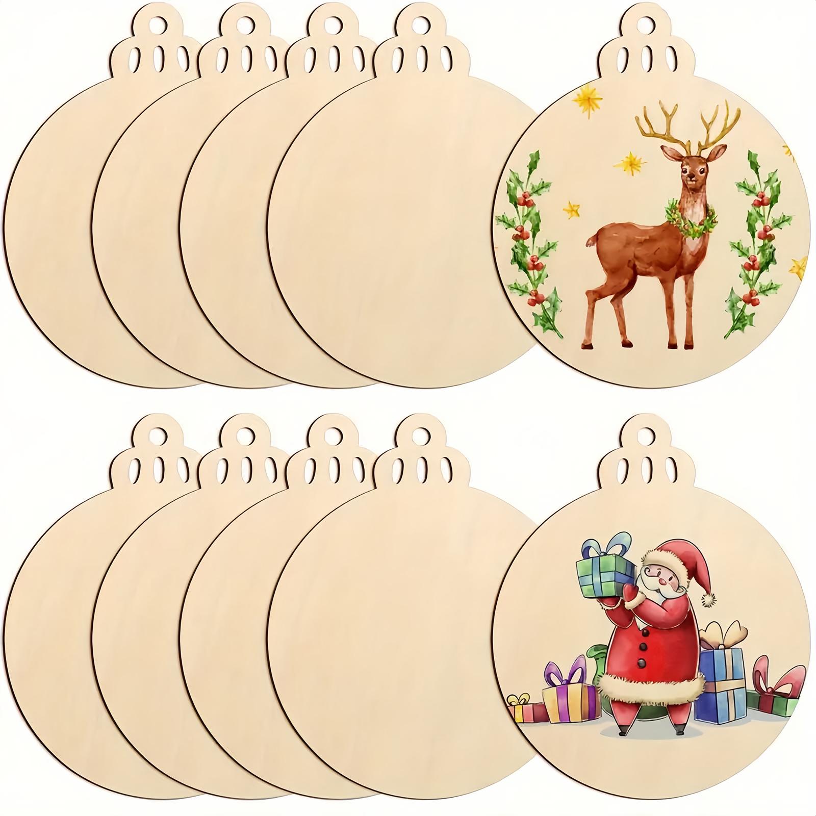 Wooden Christmas Tree DIY Gift Tags with Holes Hand-Painted Children s Christmas Tree Wooden Chips Christmas Party Decorations