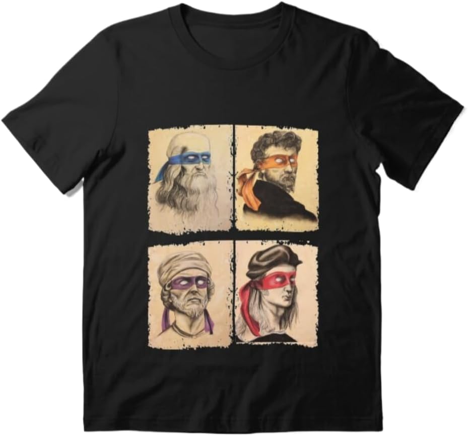 

Funny Ninja Artists Parody Masked Portrait Graphic T-Shirt Unisex 100% Cotton Crew Neck Short Sleeve Casual Tee S разноцветный