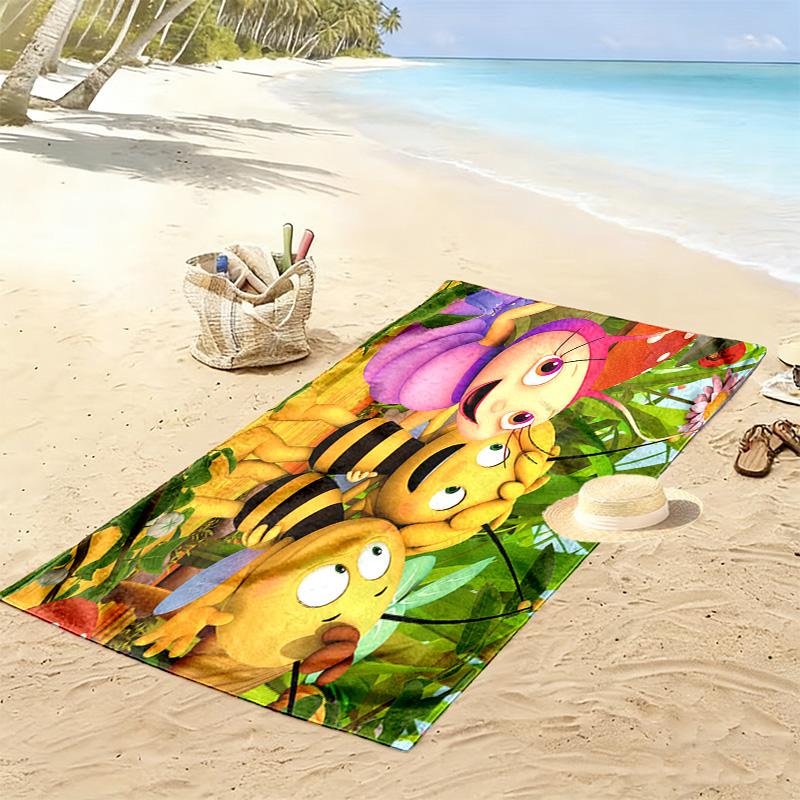 Maya the Bee Print Beach Towel, Large Soft Quick Dry Towel for Beach Camping Swimming