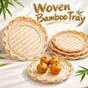 Scalloped Edge Woven Bamboo Tray Round Fruit Snack Serving Tray Bamboo Woven Basket  Fruit Serving