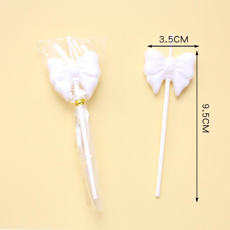 Single Bow Candle Beautiful Cake Decoration Plug-in Pink and White Cartoon Lollipop Birthday Candle
