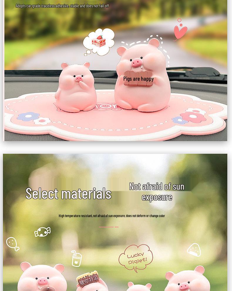 Cute Pig Nannan Car Interior Ornament - Creative Decompression Decor for Women