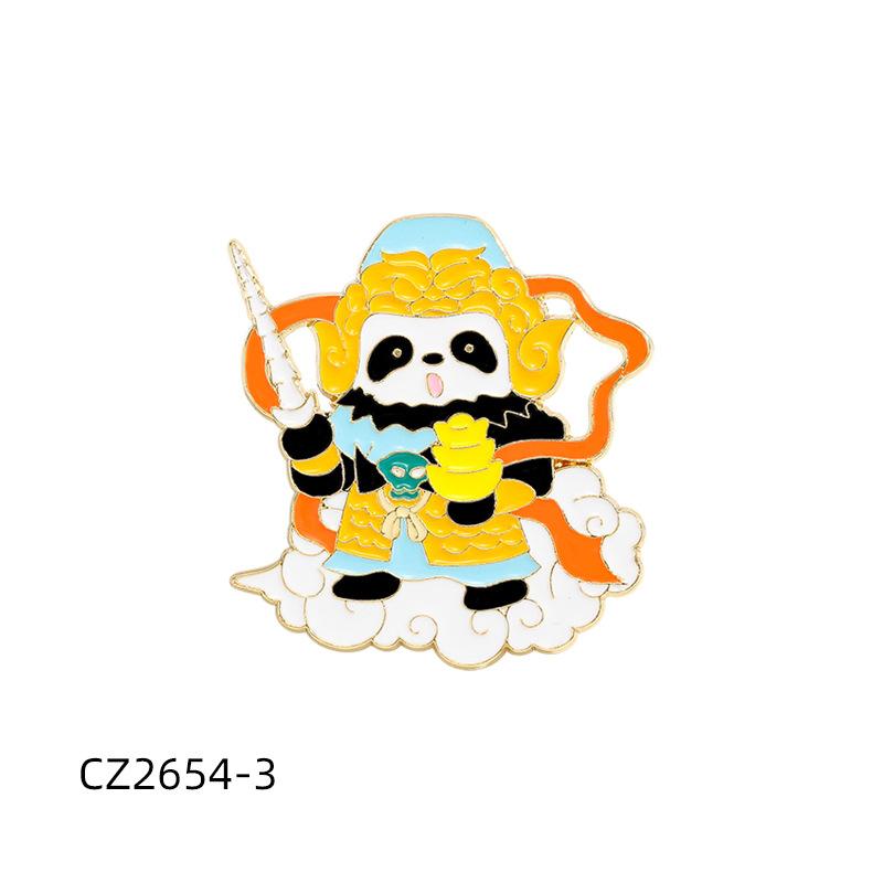 Chinese Style Alloy Enamel Brooch, Five Gods of Wealth Cartoon Pattern, New Year Chinese New Year Decorative Lapel Pin Badge for Gift