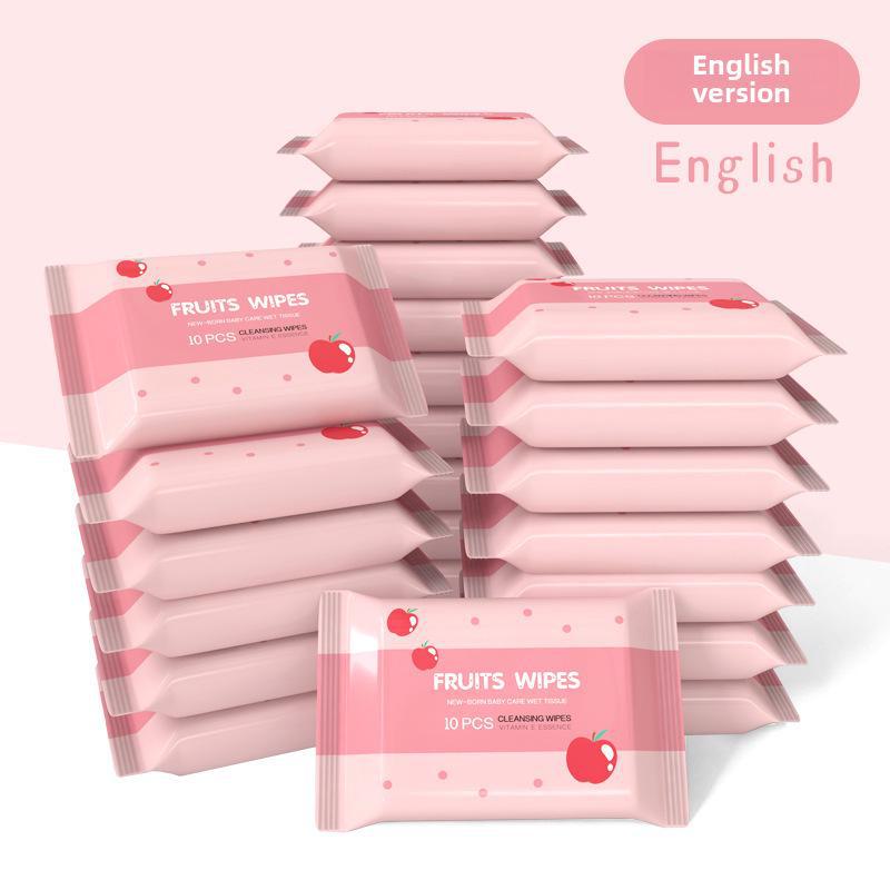 "10-Pack Portable Disposable Wet Wipes for Infants & Kids: Hand & Mouth Cleansing"