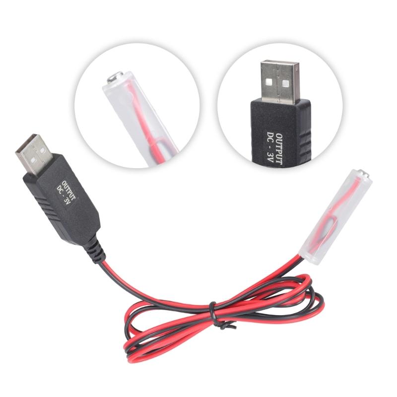 USB 5V To 3V (2x1.5V) 3A Dummy Battery Eliminators Cable for Remote Control Radio LED Light