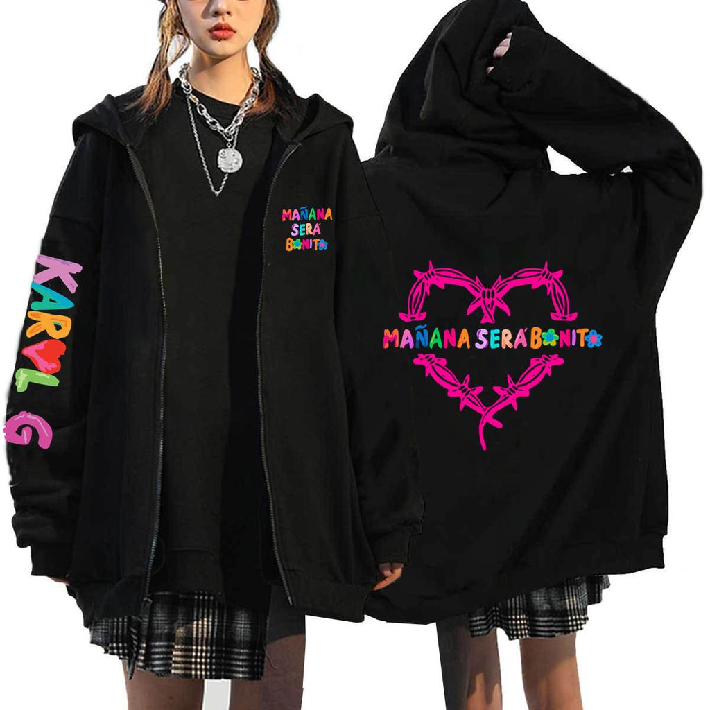 New Carol G Manana Salad Bonito Printed Zip Sweater Casual Sports Euro Size Hoodie