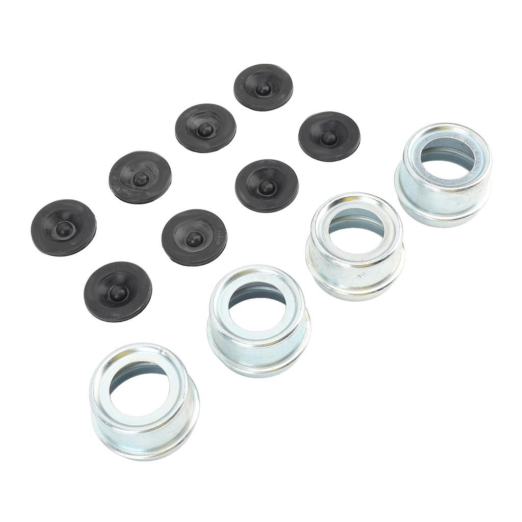 4 Set Trailer Hub Bearing Dust Caps Trailer Axle Dust Cap Wheel Center Caps Grease Covers with 8 Rubber Plugs for Camper RV Boat 2.72in 7000‑8000 Lbs