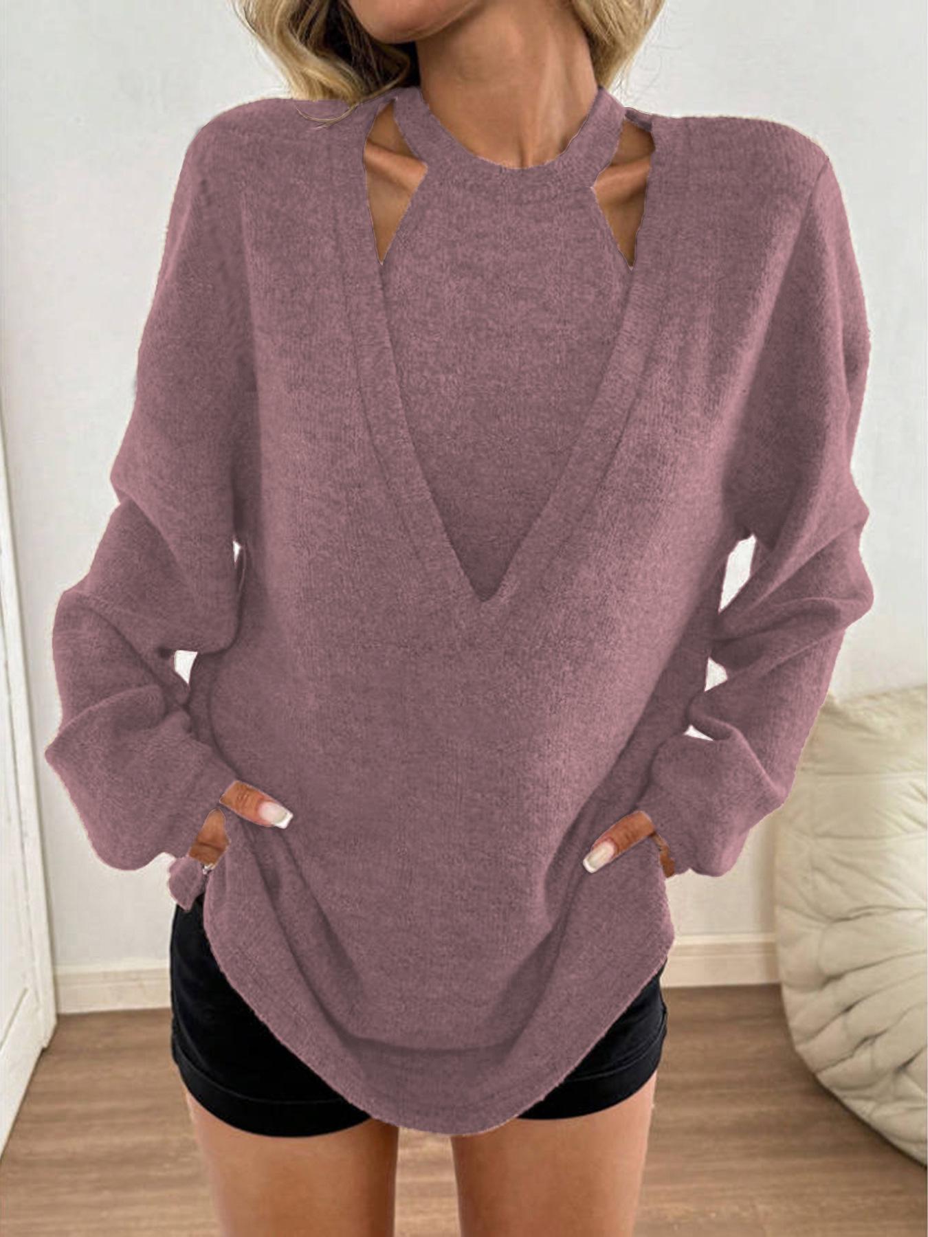 

European American Plus Size Women s Patchwork Long-Sleeve Sportswear Top 0XL рожевий