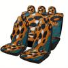 Leopard Print Art Designed Car Seat Cover Set For Most Cars, High-quality Comfortable Car Seat Protector Covers Full Set, Univer