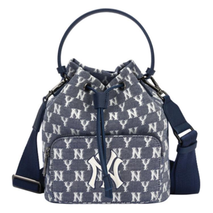 

New MLB Monogram Collection Polyester Bucket Bags Shoulder Bag Crossbody Bag Regular Unisex Denim Blue 32BG34111-50N 18.0*11.9*22.1CM