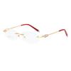 ZIROSAT 58060 Alloy Titanium Female Rimless Eyewear Diamond Trimmed Myopia Spectacle Frame Women Sunglasses Tint Lenses