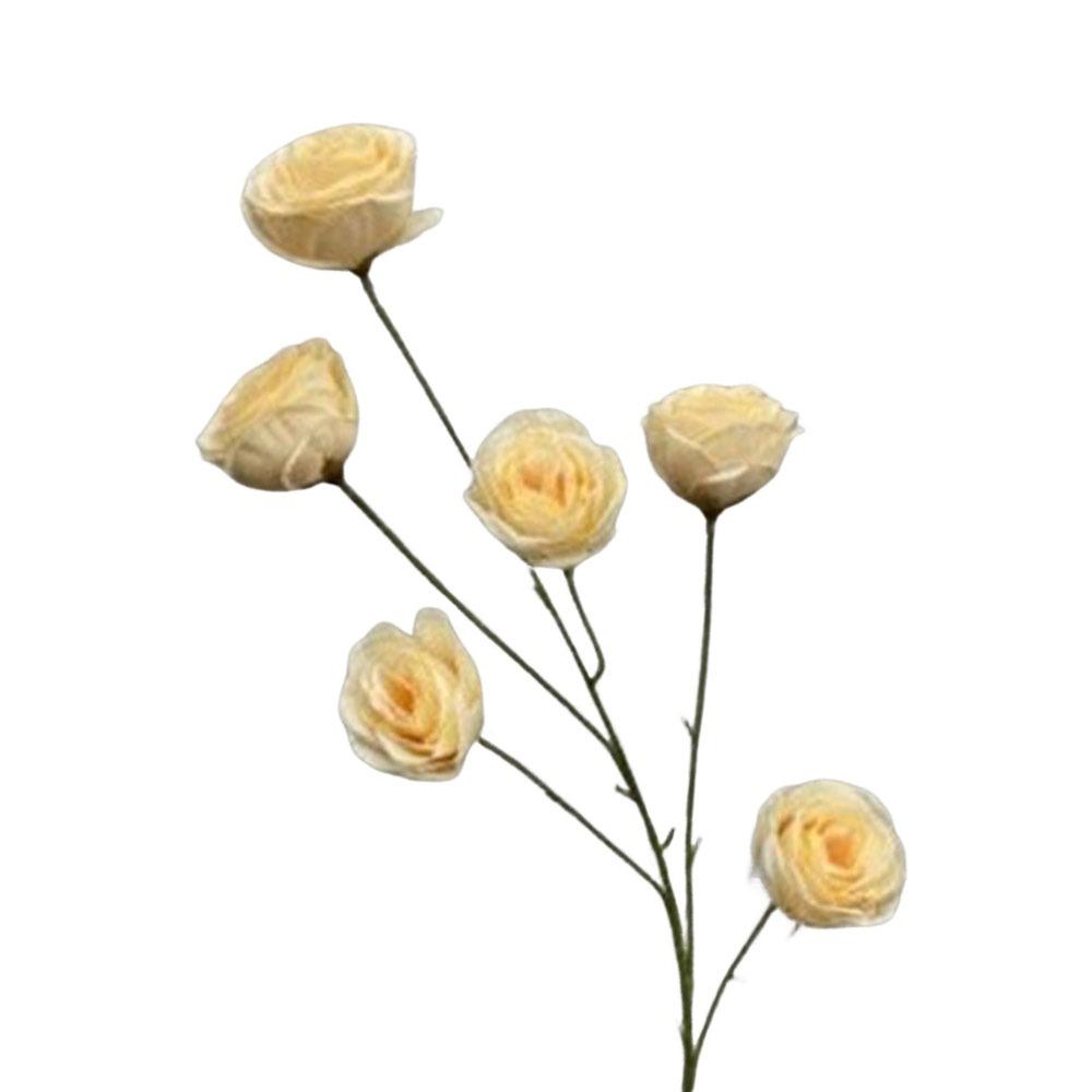 

Fashion 6 Heads Simulated Rose Bouquet Vintage Soft Artificial Flowers Silk Rose Home Decoration Valentine s Day Gift світло-жовтого кольору