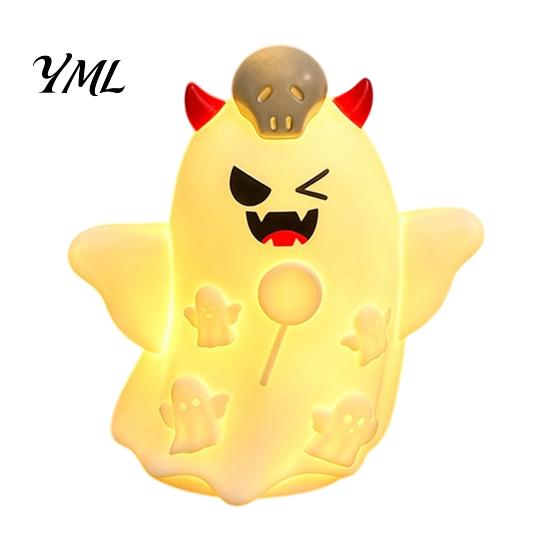 LED Night Light for Party Cute Halloween Ghost/Pumpkin Desktop Decoration, Battery Durable Plastic Operated Nursery with Warm Glow Home Decor