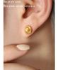 European Geometric Irregular Texture Titanium Steel Round Stud Earrings