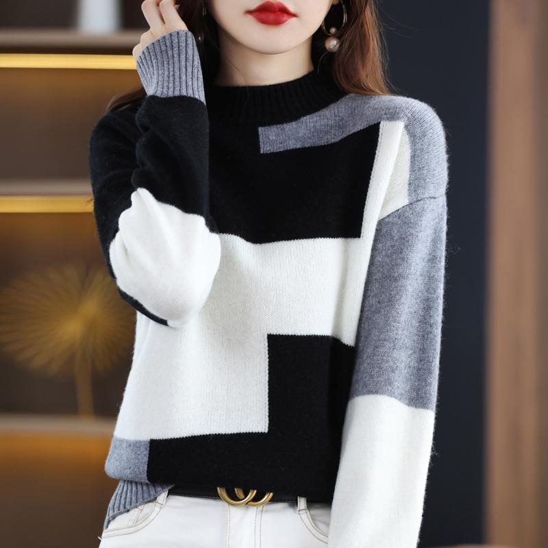 2023 Women's Cashmere Wool Loose Knit Sweater - Thickened Base Layer for Autumn/Winter