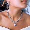 High-End Light Luxury Jewelry, Luxury Square Zircon Two-Piece Set, Dinner Bride Dress Necklace, Earrings Cover Chain.