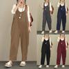 Frauen Mode ärmellose Latzhose lose Baumwolle lange Playsuit Overall Hosen