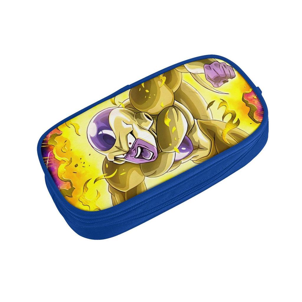Dragon Ball Blue Double-Layer Pencil Case for Students, Goku Merchandise, Large Capacity, Wear-Resistant.