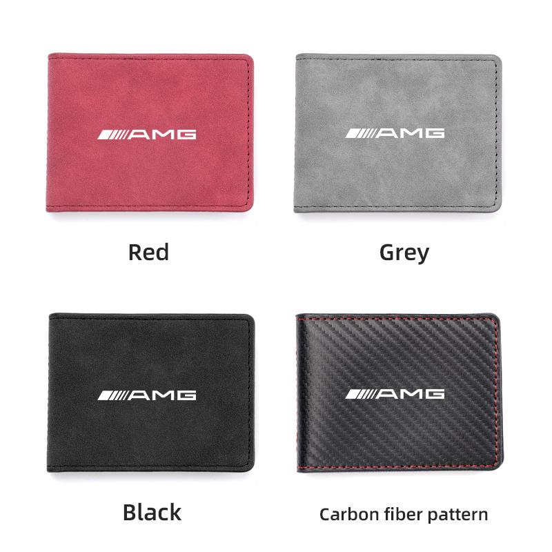 Car Suede Driver License Holder ID Card Bag Tire Valve Cap For Mercedes Benz AMG W204 W205 W203 W211 W212 W213 W201 W210 W124