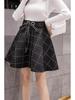 Women's Wool Plaid High Waist A-line Skirt - 2025 Autumn/Winter Korean Style Umbrella Skirt