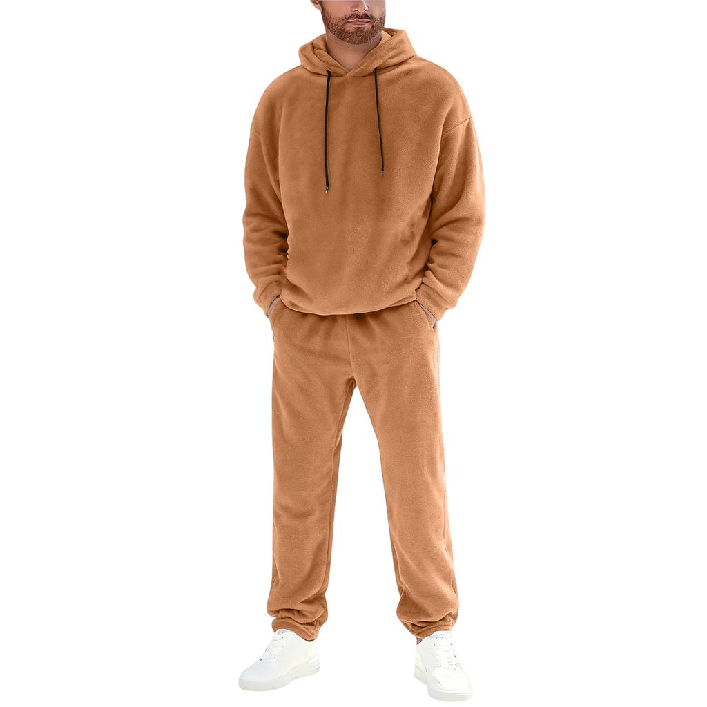 Men  Sports  Leisure  Keep  Warm  Hooded  Hood  Hoodie  Trousers  Set