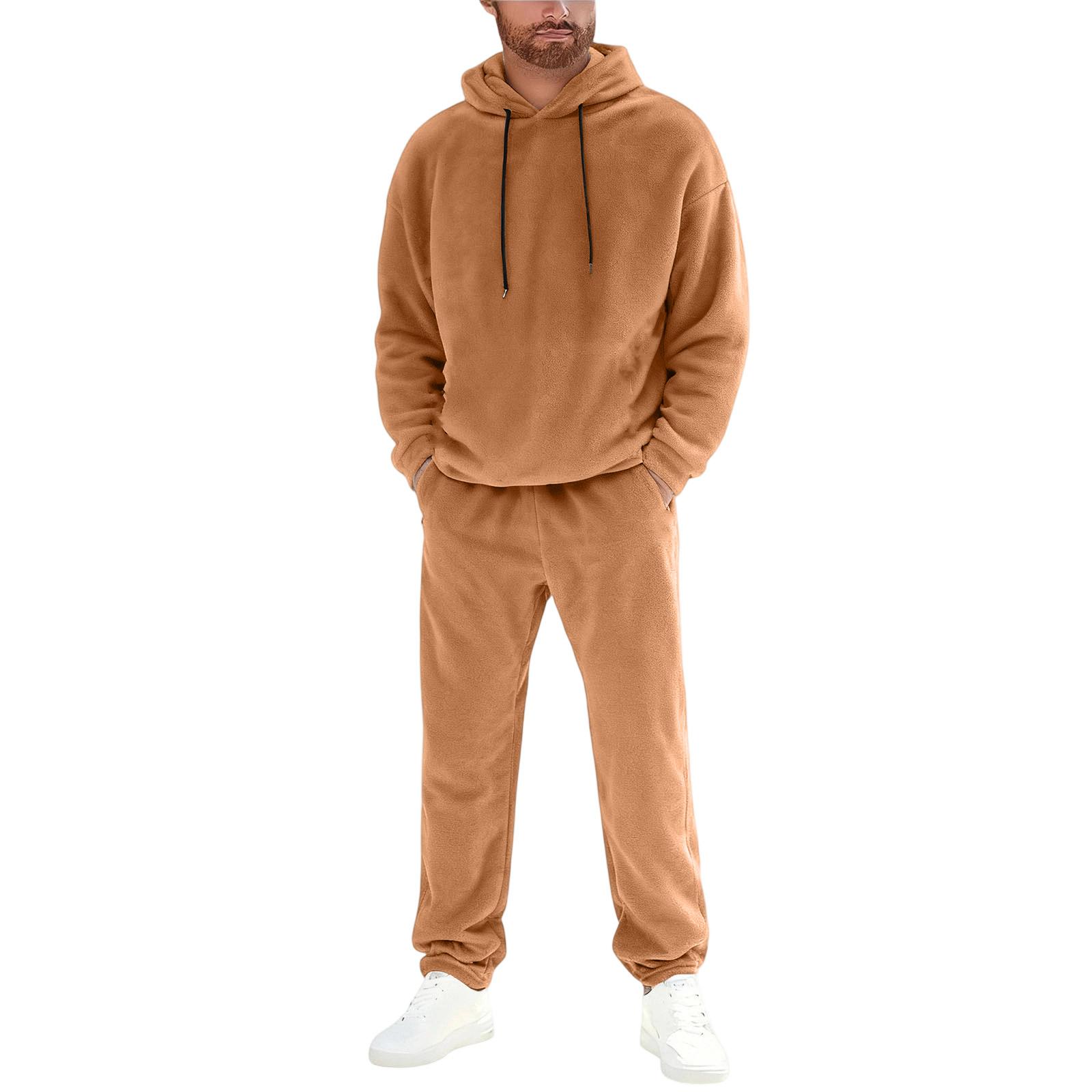 

Мужской Спортивный Повседневный Сохраняющий тепло Капюшон Капюшон Толстовка Брюки Комплект XL