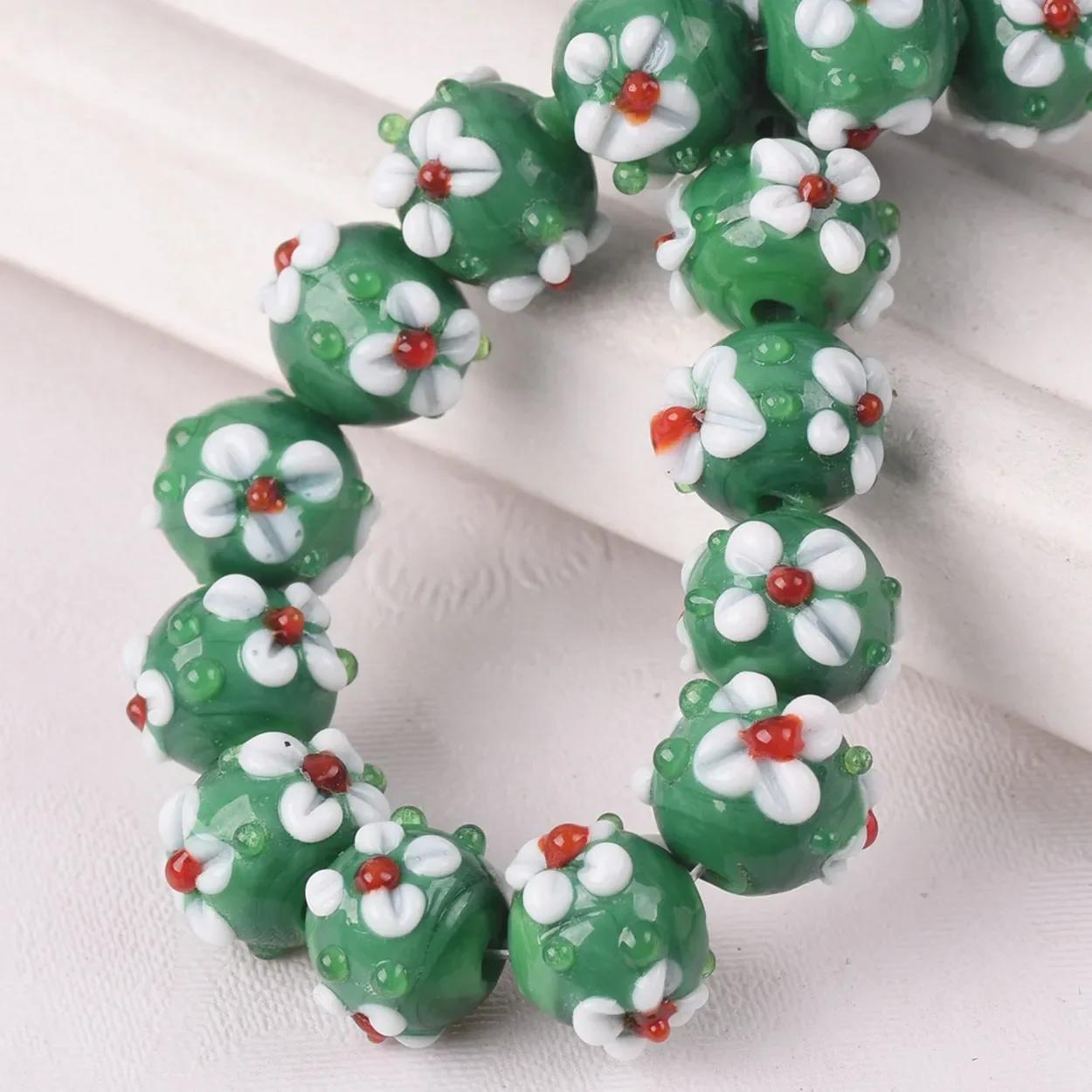 

10 шт. 10 мм круглые цветы ручной работы лэмпворк стекло свободные бусины для изготовления ювелирных изделий DIY 10mm-10pcs