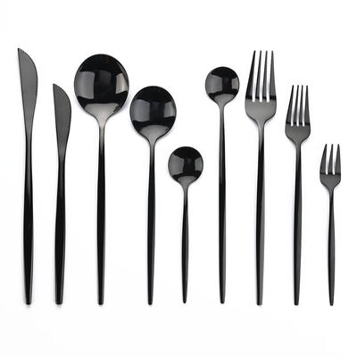 1 Pcs Mirror Black Dinnerware  Knife Fork Dessert Spoon Cutlery Stainless Steel Silverware Flatware Kitchen Dinner