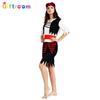 Adult Womens Trendy Red And Black Pirate Costume Dress Featuring Striking Skeleton Theme