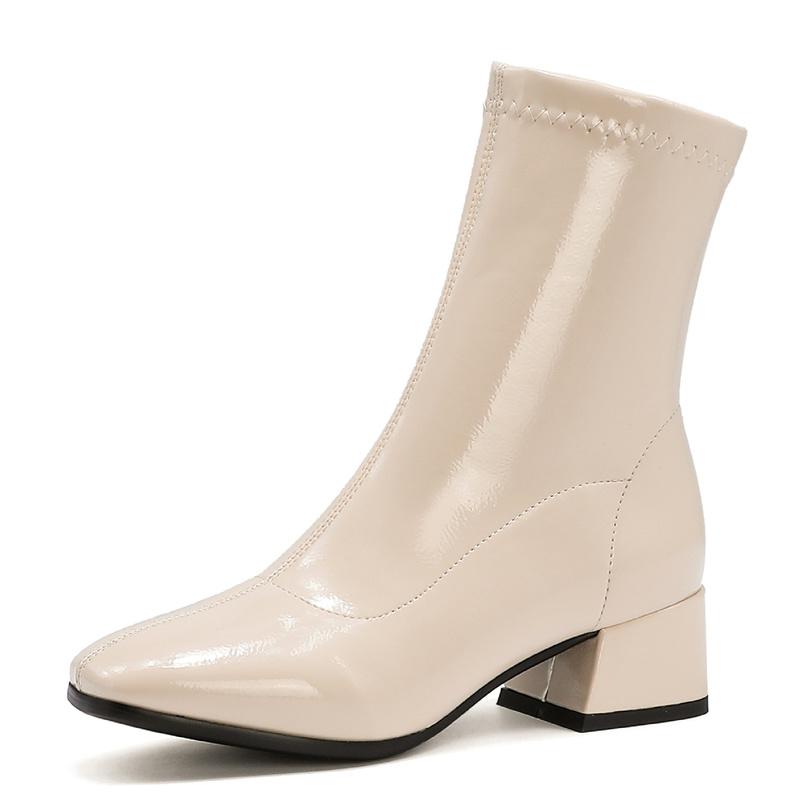Классические белые ботильоны для женщин на низком каблуке короткие женские ботильоны лакированная кожа золотисто-серебряные танцевальные туфли для вечеринок осень-зима 34 5689₽