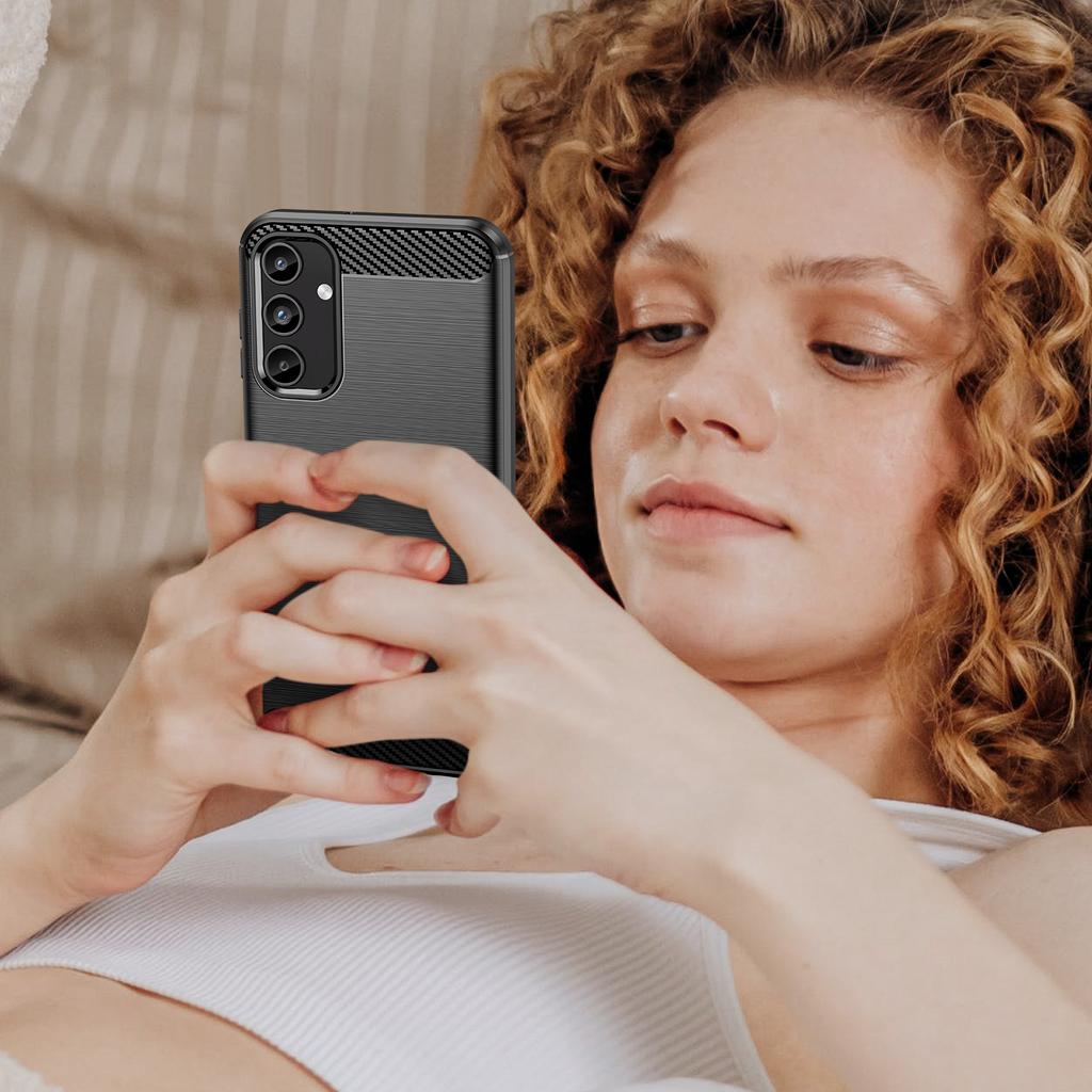 For Samsung Galaxy A15 5G Case Soft TPU Carbon Fiber Texture Phone Cover