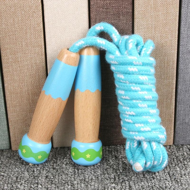 Lightweight Jump Rope Adjustable Skipping Rope with Wooden Handle Kids Outdoor Exercise Toy for Men Women Children