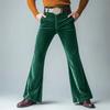 Men's Velvet Flared Pants In Emerald Green