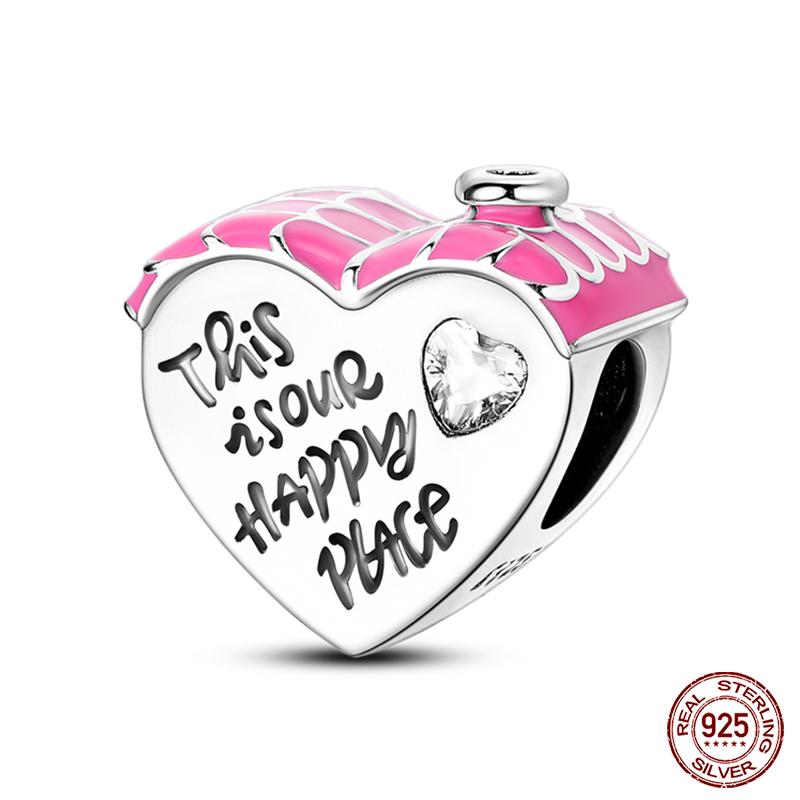 Real Copper Pink Series Heart Charms Beads Fit Qikaola Original Bracelets Diy Mother'S Day Jewelry Gift For Mom