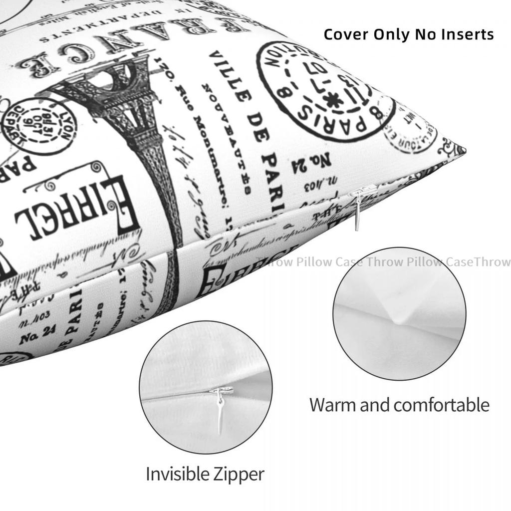 Vintage Paris Black And White Nostalgic Pattern Cojines Throw Pillow Case Cushion Covers Home Sofa Chair Decorative Backpack