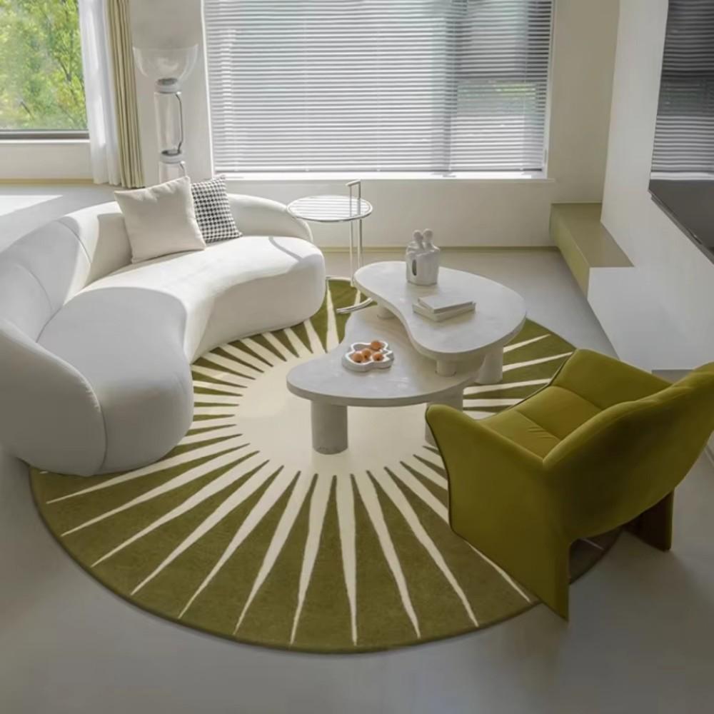 VIKAMA Sunflower Round Rug Contrasting Colours Skin Friendly Short Pile Rug Living Room Bedroom Study Anti Slip Rug Home Decor