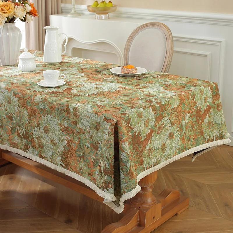 Prostokątne obrusy w stylu boho Czerwone wzory z naszywkami Żakardowy obrus na Boże Narodzenie Halloween Kolacje Przyjęcia urodzinowe Wystrój weselny