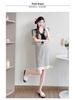 Navy Striped Korean Style Maternity Summer Dress, Casual Loose Fit, Slimming Ice Silk Knit with Hollowed-Out Details