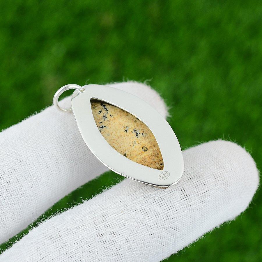 Natural Picture Jasper Gemstone Pendant 925 Sterling Silver Indian Jewelry